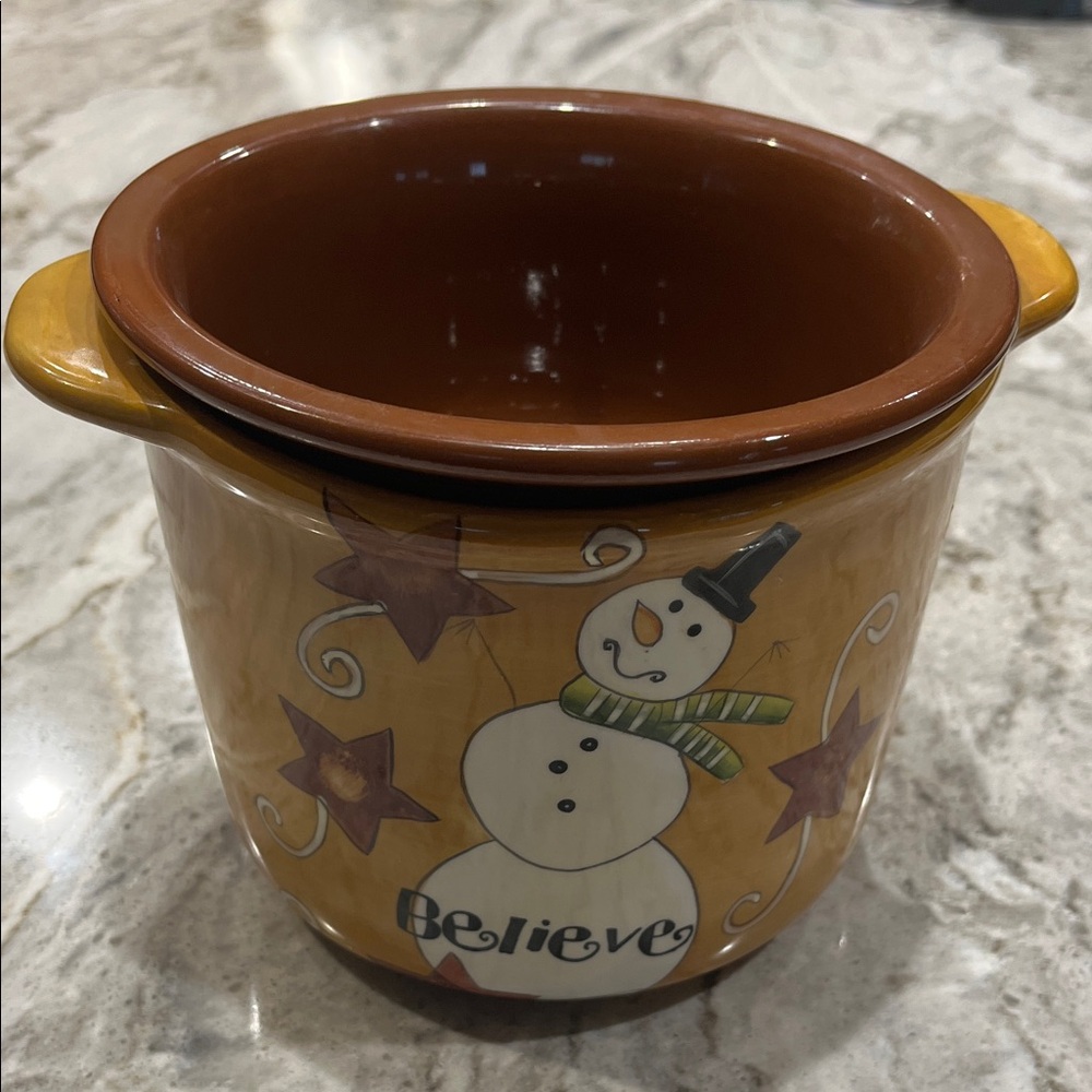 Redware Lang Believe 2005 Karen Hilliard Good Dan DiPaolo Snowman Dip Bowl
